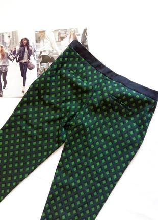 Зеленые брюки с узором в ромбик zara4 фото