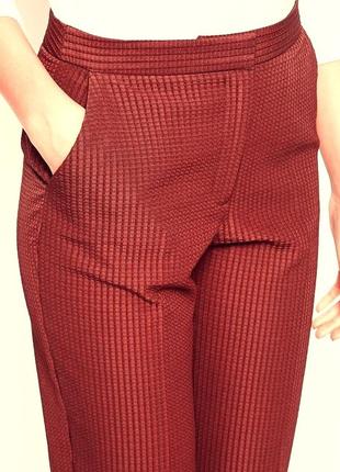 Брендові модні трендові вкорочені топові базові вафельні теракотові об'ємні штани брюки легінси в вафельку asos s m висока талія1 фото