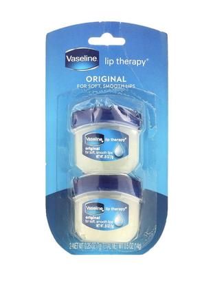 Набор бальзамов для губ vaseline lip balm, 7 g, 2 pack, бальзам для губ lip therapy, оригинальный, розовый, с какао, 7 г, айхерб, вазелин5 фото