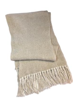 Песочный вязанный шарф с люрексом2 фото