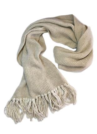 Песочный вязанный шарф с люрексом1 фото