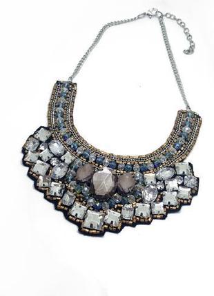 👸 ексклюзивне кольє-комір з кристалами і бісером від h&m оригінал