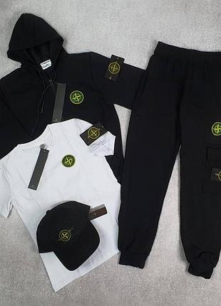 Підлітковий спортивний костюм стонік stone island з кепкою та футболкою1 фото