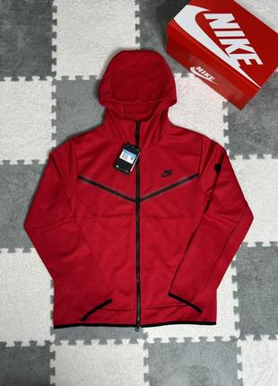 Чоловіча худі nike nsw tech fleece red | худі найк теч фліс червона1 фото