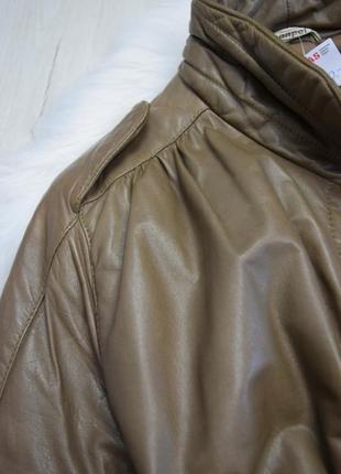 Куртка тренч плащ кожаный под пояс винтажный евро зима6 фото