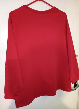 Натуральный-стрейч,красный свитшот-реглан с лампасами,большого размера2 фото
