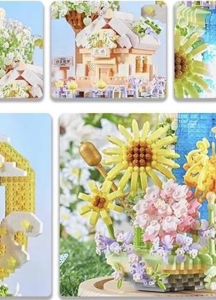 Собранный конструктор «цветочный домик», цветы, милый домик2 фото
