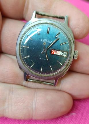Советские наручные мужские часы с календарем механические ссср слава7 фото