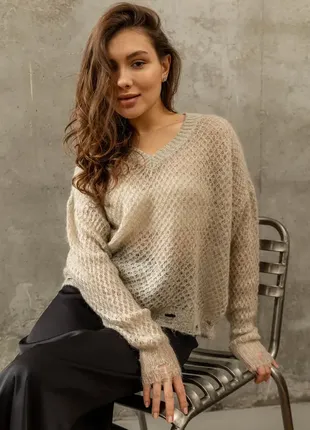 Вязаний светр павутика светр з ангорою оверсайз светр жіночий1 фото