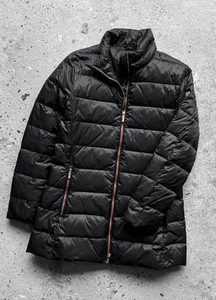 Emporio armani ea7 women’s black mid length puffer jacket coat жіноча, люксова, подовжена куртка, мікропуховик4 фото