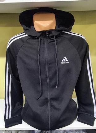 Кофта adidas на молнии мужская, тонкая кенгурушка олимпийка адидас, толстовка на молнии с капюшоном весна лето,  спортивная кофта толстовка худи