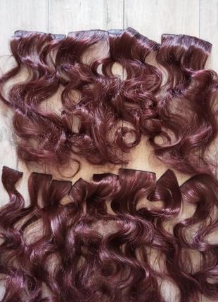 Накладные пряди тресы salon confidential clip in hair extensions cherry brown3 фото