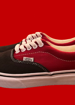 Кеды vans red black white бордовые белые слепоты кроссовки мокасины лето весна осень унисекс