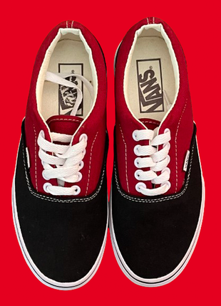 Кеды vans red black white бордовые белые слепоты кроссовки мокасины лето весна осень унисекс7 фото