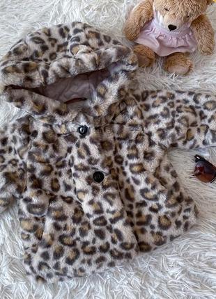 Курточка шубка  леопардовая демисезон для девочки,размер