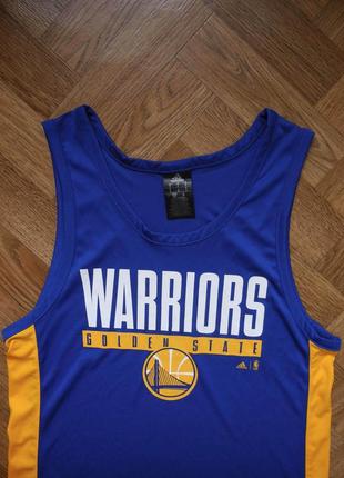 Мужская майка синяя желтая adidas warriors golden state s m