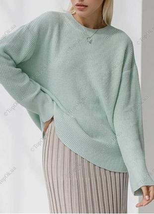 Мятный удлиненный свитер туника вязаная альпака ментол как паутинка2 фото