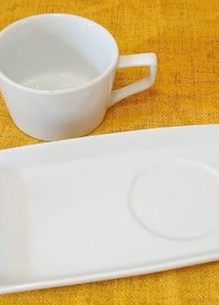 Комплект белых кофейных чашек с блюдцами, кофейные пары. фарфор. новые.2 фото