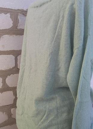 Мятный удлиненный свитер туника вязаная альпака ментол как паутинка6 фото