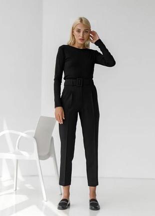 Чорні класичні штани, брюки прямого крою висока bershka3 фото