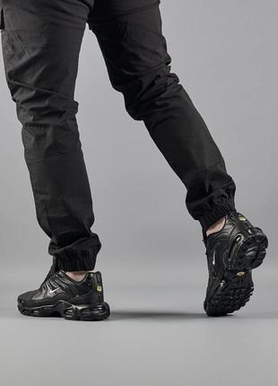 Чоловічі кросівки nike air max tn plus all black white leather  мужские кроссовки найк тн плюс чорные2 фото