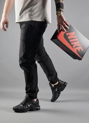 Чоловічі кросівки nike air max tn plus all black white leather  мужские кроссовки найк тн плюс чорные4 фото