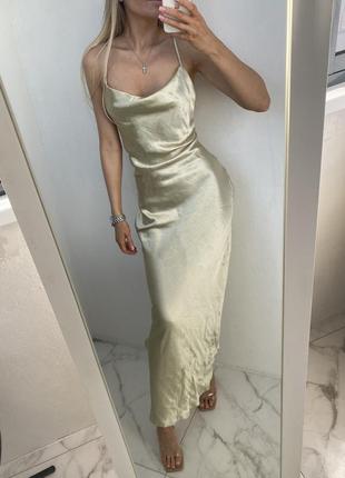 Жемчужное сатиновое бельевое платье миди макси asos7 фото