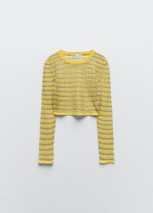 Zara жіночий трикотаж | pointelle knit sweater різнокольоровий топ светр | 4331/057