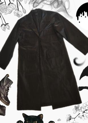 Шкіряний тренч від американського бренду nasty gal vintage leather trench coat.