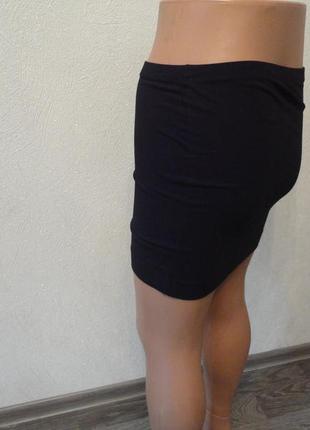 Черная короткая юбка в обтяжку, высокая посадка, мини3 фото