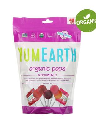 Yumearth, органічні льодяники на паличці з вітаміном с, асорті, 40 льодяників1 фото