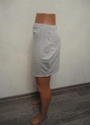 Короткая  юбка на резинке, серая юбка мини,высокая талия3 фото