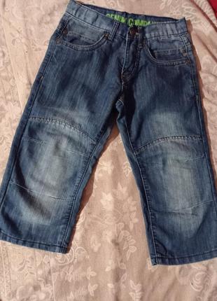 Бриджи капрі шорти джинсові та коричневі 134-1406 фото