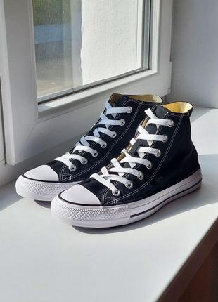 Крутые женские и мужские высокие кеды converse chuck taylor all star black чёрные1 фото