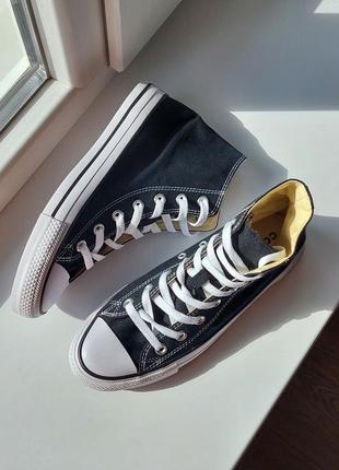 Крутые женские и мужские высокие кеды converse chuck taylor all star black чёрные5 фото