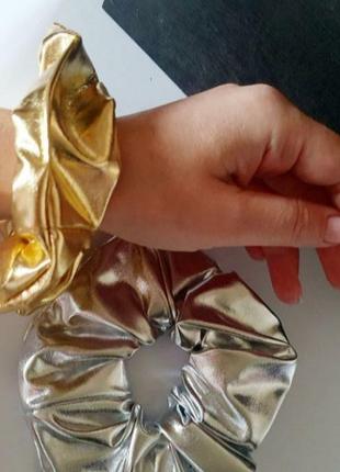 Большая резинка для волос золото серебро