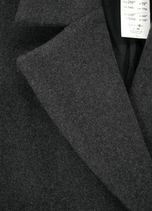 Сіре двобортне шерстяне пальто7 фото