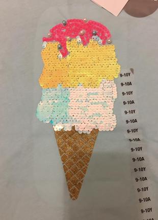 Яркая футболка h&m с мороженым/реверс-пайетки/бусинки/134-140см4 фото