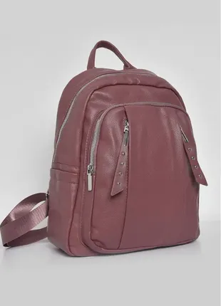 Жіночий рюкзак з екошкіри темно-рожевого кольору