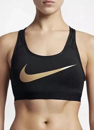 Топ nike pro classic swoosh gold bra