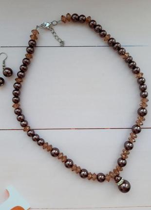 Набір прикрас намисто кольє ланцюжок цепочка з сережками набор бижутерия ожерелье