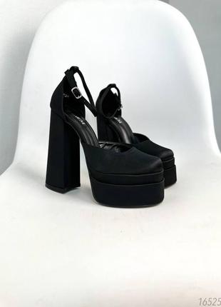 Распродажа черные невероятные сатиновые туфли на высоком каблуке 40р.10 фото