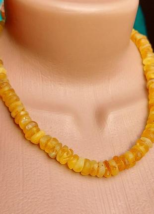 Бурштинові буси маленькі янтарні сонячні шайбочки