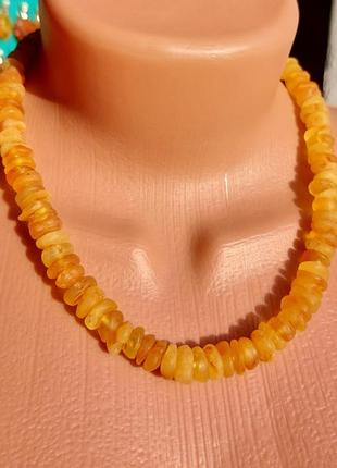 Бурштинові буси маленькі янтарні сонячні шайбочки