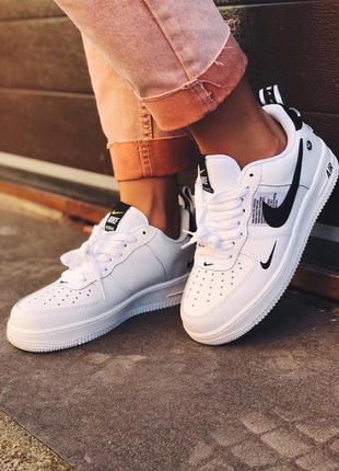 Nike air force 1 07 low white black, кросівки найк еір форс весна-осінь, кросівки найк форси