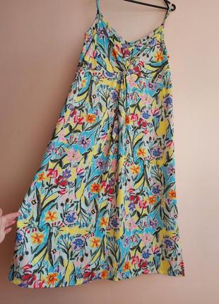 Сарафан на тонких бретелях міді в квітковий принт, яскрава сукня, плаття, р. 164 фото