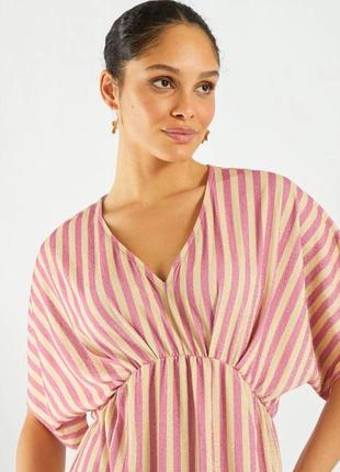 Короткое платье кимано, люрексовое бело-розовое kiabi(размер 38 и 42)3 фото
