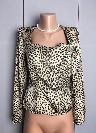 Женская блуза бежевая чёрная леопард вискоза женский пиджак бомбер жакет женские одежда