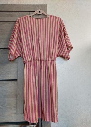Короткое платье кимано, люрексовое бело-розовое kiabi(размер 38 и 42)7 фото