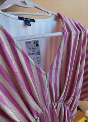 Короткое платье кимано, люрексовое бело-розовое kiabi(размер 38 и 42)9 фото